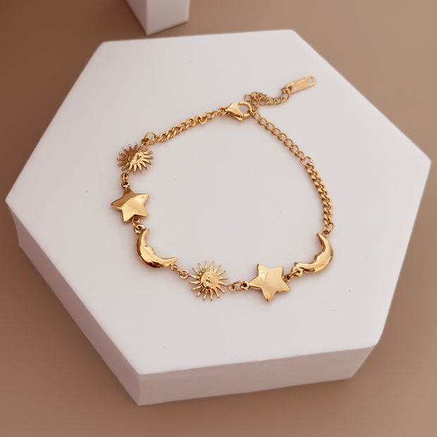 Pulsera sol, luna y estrella