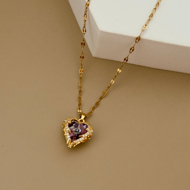 Collar corazón tornasol