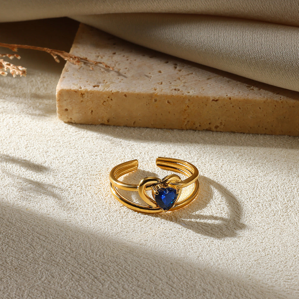 Anillo corazón azul