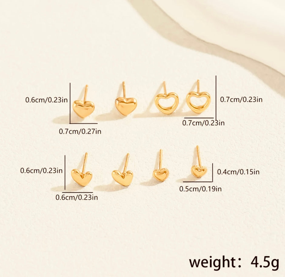 Aretes Set topitos de corazones