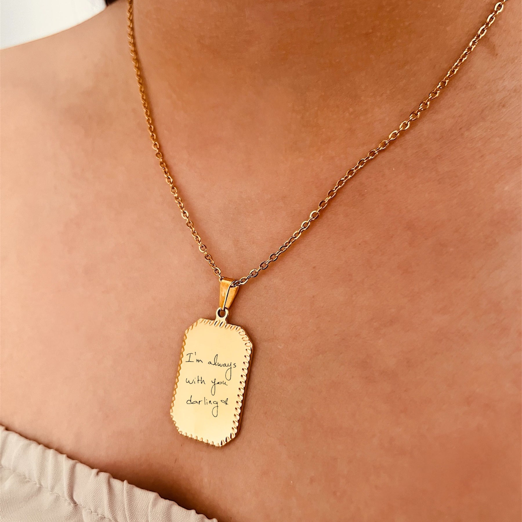 Collar con escritura a mano personalizado (adjunta aquí la imagen que desees grabar).