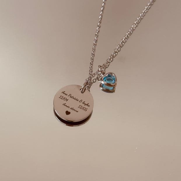 Collar grabado love plateado
