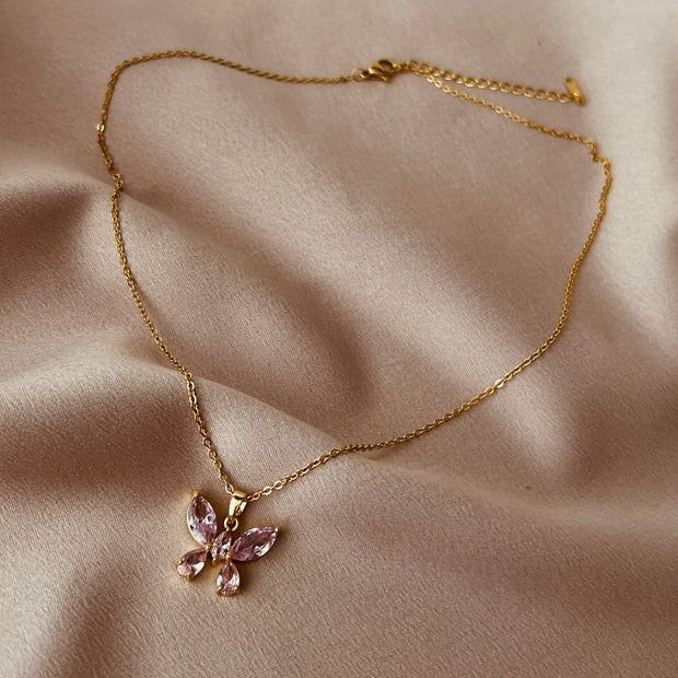 Collar Mariposa rosa