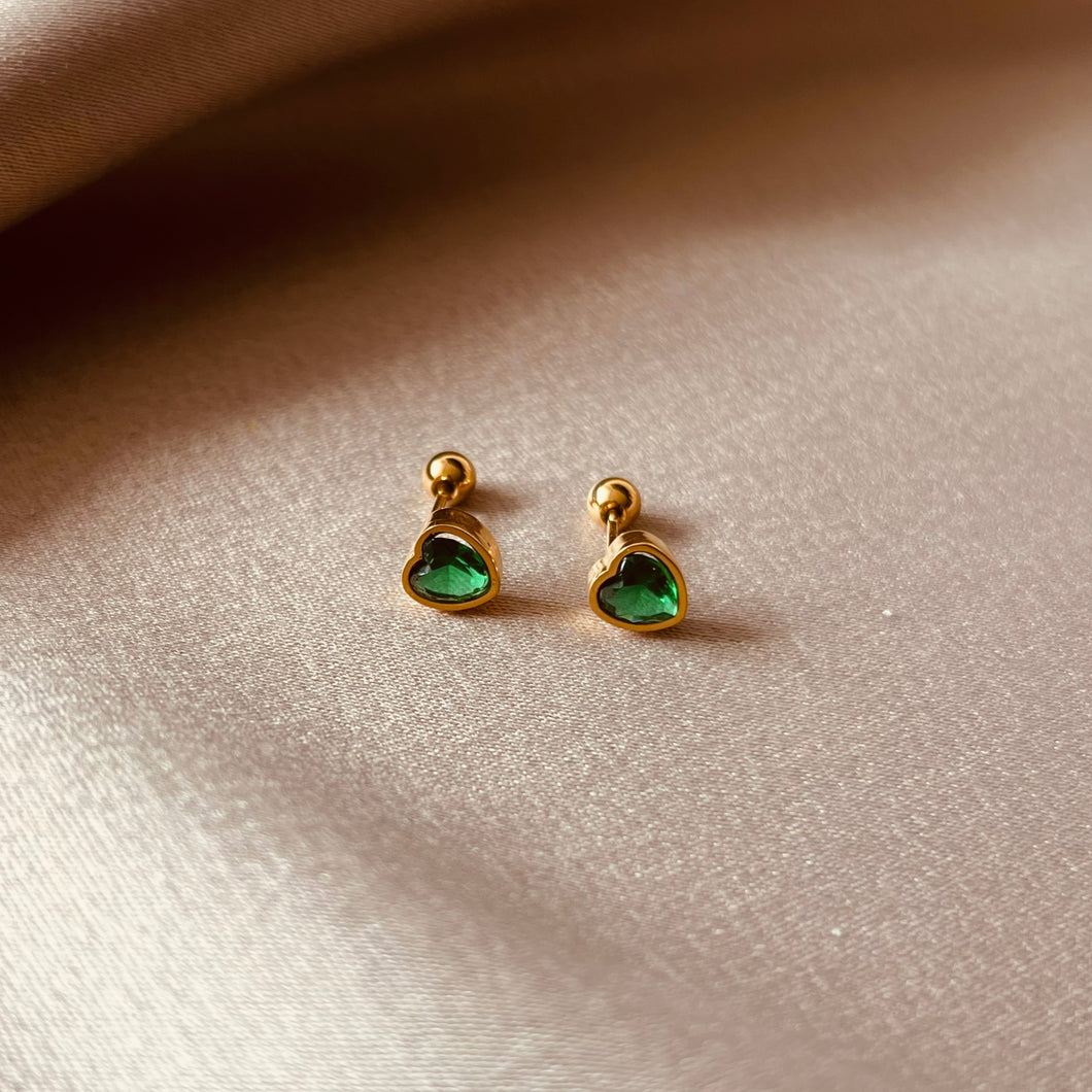 Aretes Heart (verde topitos)