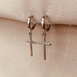 Aretes de cruz para hombre y mujer en Plata 925
