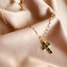 Load image in gallery viewer, Cross Necklace (Green)
